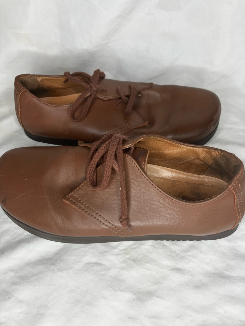 Women's Brown Leather Lace-Up Casual Shoes